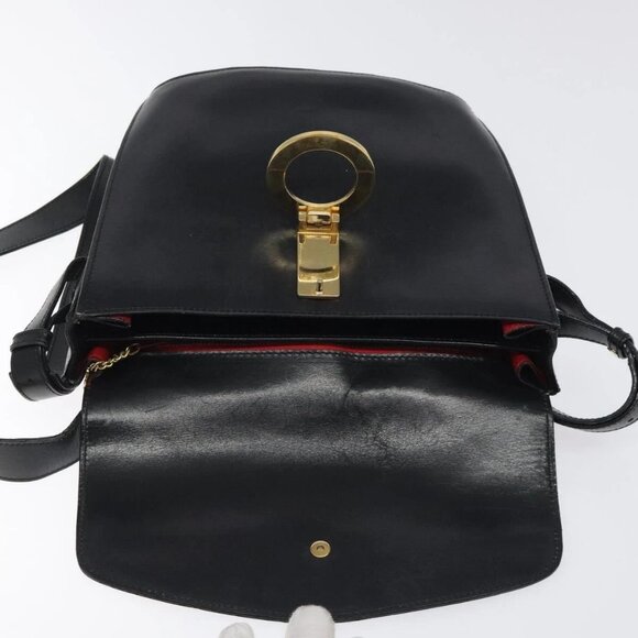 CELINE Shoulder Bag Leather Black Gold Auth - Picture 11 of 16